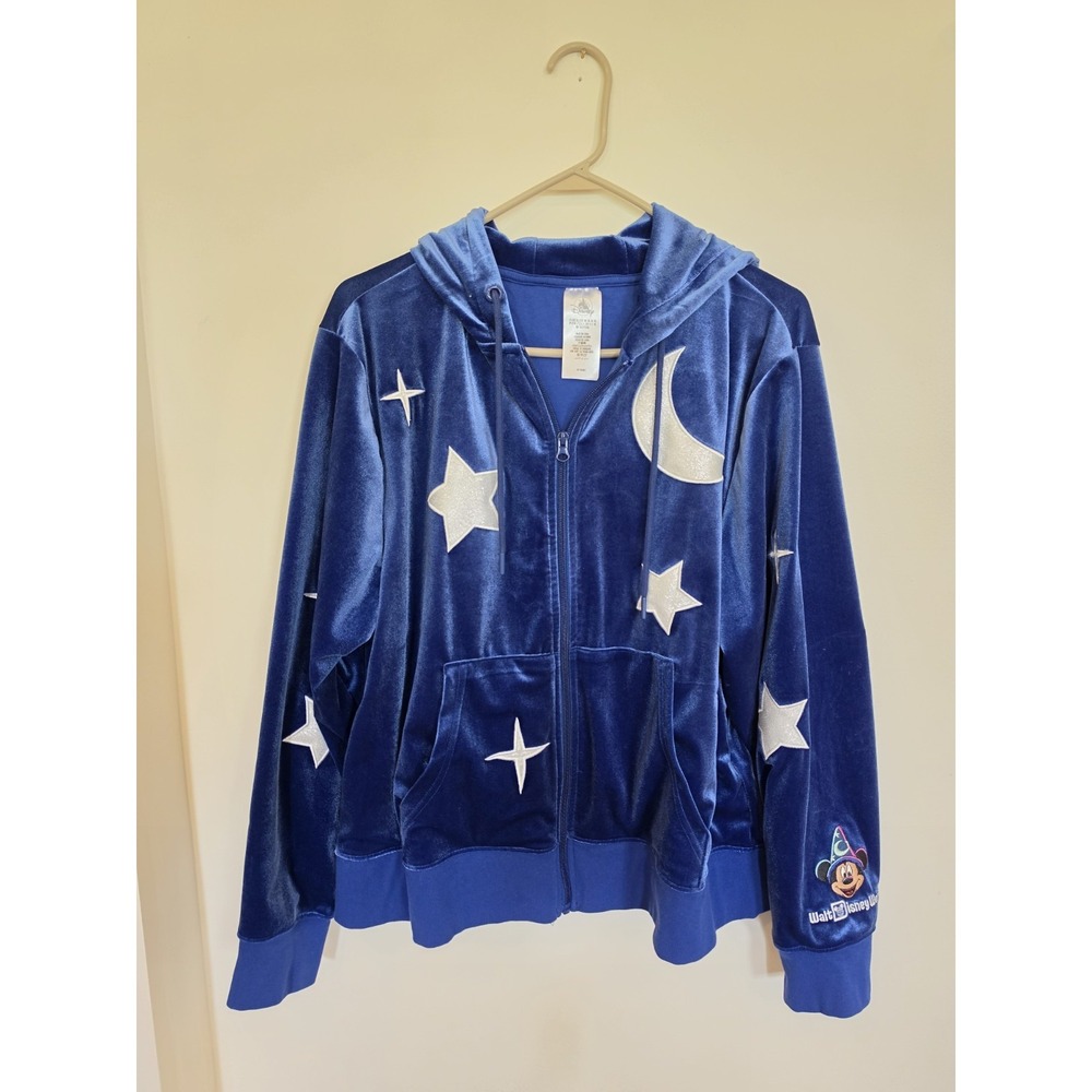 Sorcerer Mickey Velour Zip Hoodie XL Fantasia Disney Parks 2025 Moon Stars